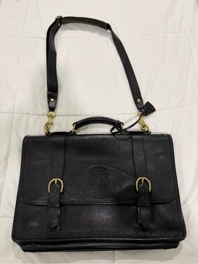 Ghurka Black Leather Men’s Briefcase Messenger Bag